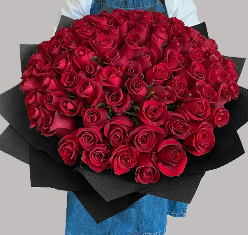 100 ROSES WRAPPED – Enchanted Blooms ATL